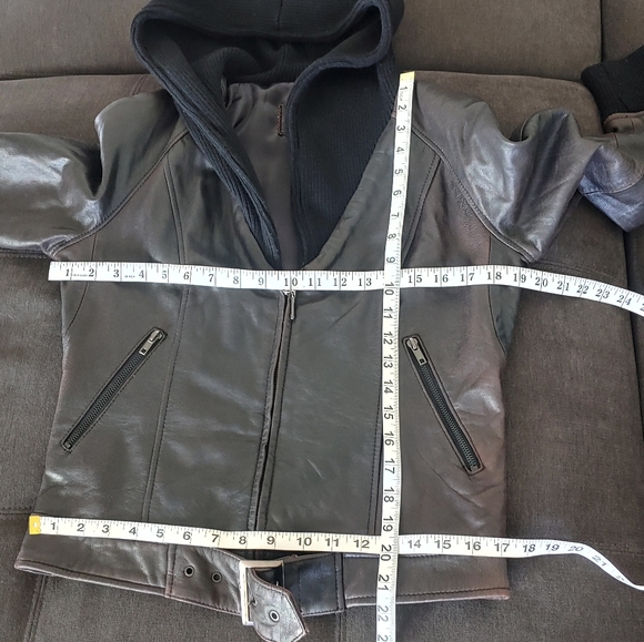 Suzanne Somers Lamb Leather Lined Moto Hooded Jacket - Picture 6 of 9